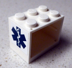 Container, Cupboard 2 x 3 x 2 - Solid Studs with EMT Star of Life Pattern (Sticker) - Set 8635