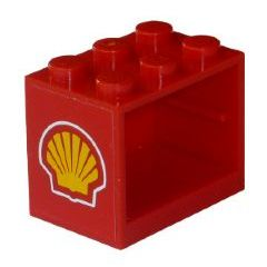 Container, Cupboard 2 x 3 x 2 - Solid Studs with Shell Logo Pattern on Left Side (Sticker) - Set 1253-1