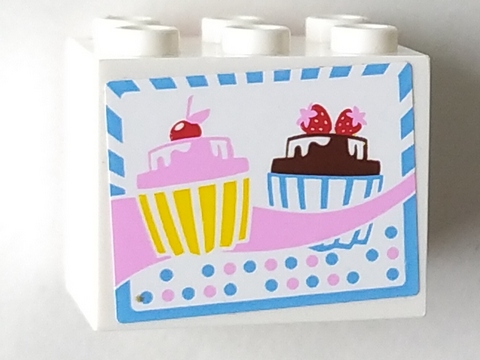 Container, Cupboard 2 x 3 x 2 - Hollow Studs with 2 Cupcakes Pattern (Sticker) - Set 3061