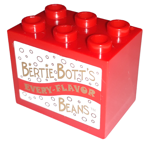 Container, Cupboard 2 x 3 x 2 - Hollow Studs with 'BERTIE BOTT'S EVERY-FLAVOR BEANS' on White Background Pattern (Sticker) - Set 4841