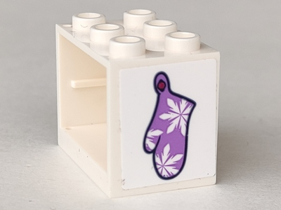 Container, Cupboard 2 x 3 x 2 - Hollow Studs with Medium Lavender Oven Mitt with Snowflakes Pattern (Sticker) - Set 41323
