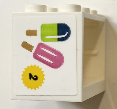 Container, Cupboard 2 x 3 x 2 - Hollow Studs with Number 2 on Yellow Starburst, Dark Blue, Lime and Dark Pink Ice Pops (Freezer / Lollipop / Lolly / Pole / Popsicle / Stick) Pattern (Sticker) - Set 41704