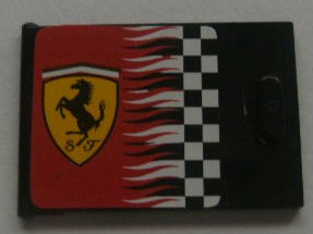 Container, Cupboard 2 x 3 x 2 Door with Checkered Flag and Ferrari Logo Pattern Left (Sticker) - Sets 8654 / 8672