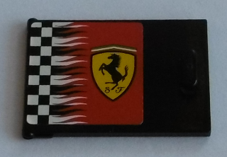 Container, Cupboard 2 x 3 x 2 Door with Checkered Flag and Ferrari Logo Pattern Left (Sticker) - Sets 8144 / 8185