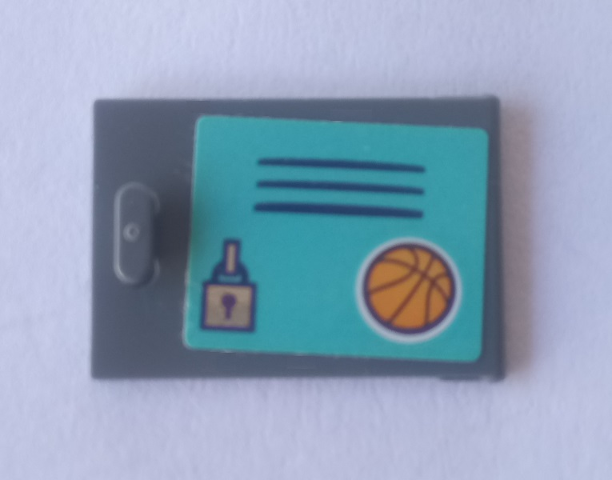 Container, Cupboard 2 x 3 x 2 Door with Lock, Backetball, and Locker Vents on Medium Azure Background Pattern (Sticker) - Set 41312