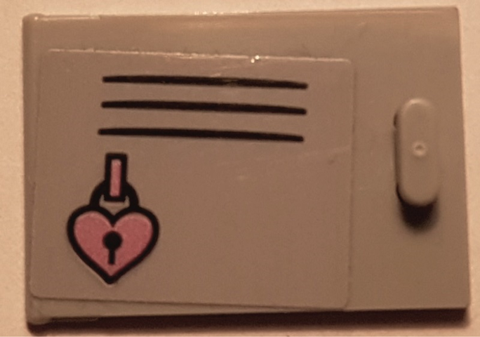 Container, Cupboard 2 x 3 x 2 Door with Black Vent Lines, Locker, and Metallic Pink Heart Padlock Pattern (Sticker) - Set 41352