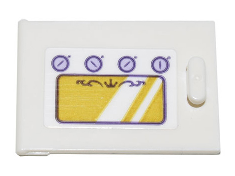 Container, Cupboard 2 x 3 x 2 Door with Gold Oven Window with White Reflections, and 4 Dark Purple and Lavender Circles Pattern (Sticker) - Set 43205