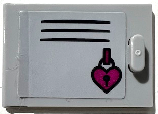 Container, Cupboard 2 x 3 x 2 Door with Black Vent Lines, Locker, and Magenta Heart Padlock Pattern (Sticker) - Set 41372