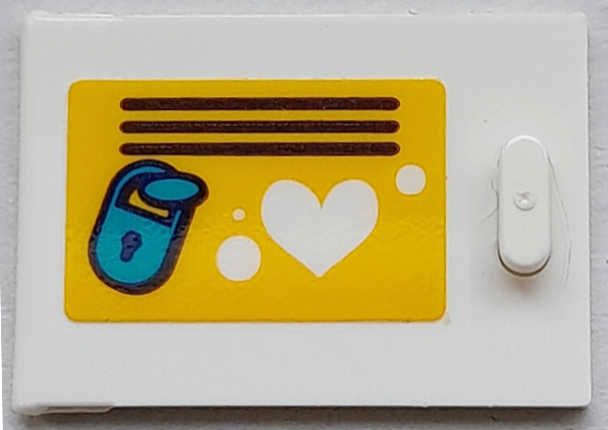 Container, Cupboard 2 x 3 x 2 Door with Locker, Vent Lines, Heart and Dark Azure Padlock on Yellow Background Pattern (Sticker) - Set 41669