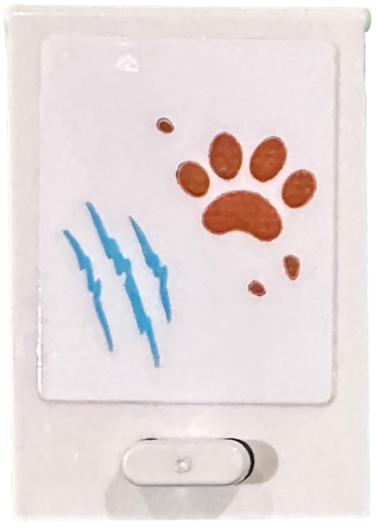Container, Cupboard 2 x 3 x 2 Door with Pet Flap with Dark Orange Paw Print and Medium Azure Scratch Marks Pattern (Sticker) - Set 41735