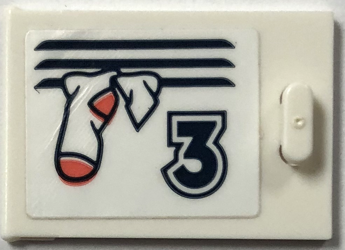 Container, Cupboard 2 x 3 x 2 Door with Locker, Vent Lines, Number 3 and Sock Pattern (Sticker) - Set 41744