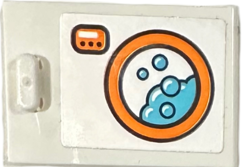 Container, Cupboard 2 x 3 x 2 Door with Orange Washing Machine with Medium Azure Water and Bubbles Pattern (Sticker) - Set 42614