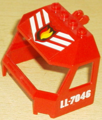 Windscreen 4 x 6 x 4 Cab with Hinge and 1 x 4 Bottom Cutout with Fire Logo Badge with 3 Stripes on Top and 'LL-7046' on Both Sides Pattern (Stickers) - Set 7046