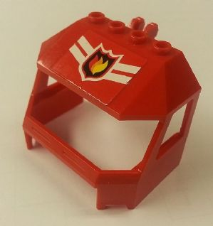 Windscreen 4 x 6 x 4 Cab with Hinge and 1 x 4 Bottom Cutout with Fire Logo Badge with 2 Stripes on Top Pattern (Sticker) - Set 7944