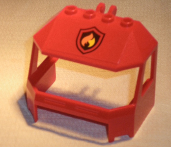 Windscreen 4 x 6 x 4 Cab with Hinge and 1 x 4 Bottom Cutout with Fire Logo Badge Pattern (Sticker) - Set 60010