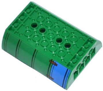 Slope, Curved 6 x 8 x 2 Inverted Double with Blue and Green Metal Sheets Pattern on Both Sides (Stickers) - Set 79120