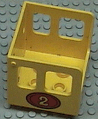 Duplo, Train Steam Engine Cabin with Red Oval and Number 2