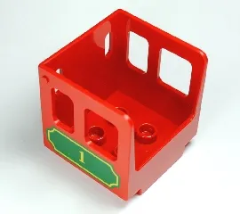 Duplo, Train Steam Engine Cabin with Green Plaque and Number 1 Pattern