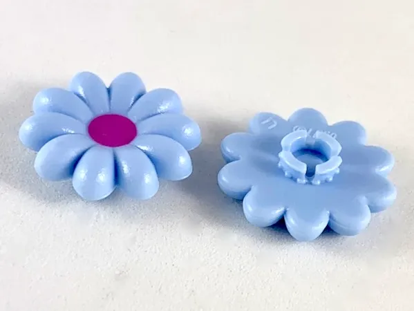 Clikits, Icon Flower 10 Petals 2 x 2 Large with Pin, Frosted with Dark Pink Center Pattern