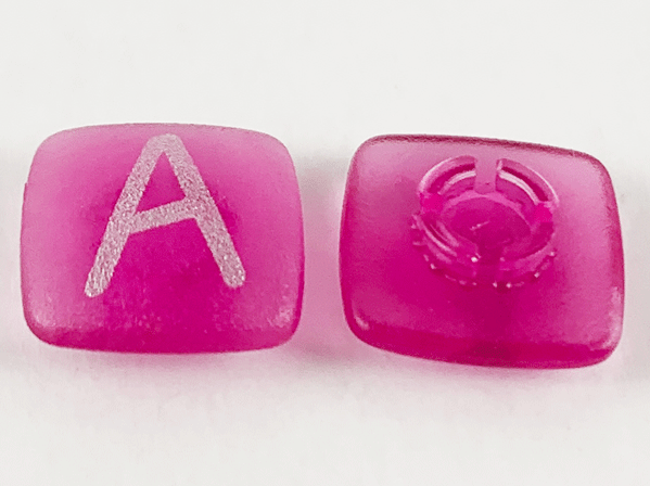 Clikits, Icon Square 2 x 2 Small with Pin, Frosted with Silver Capital Letter A Pattern