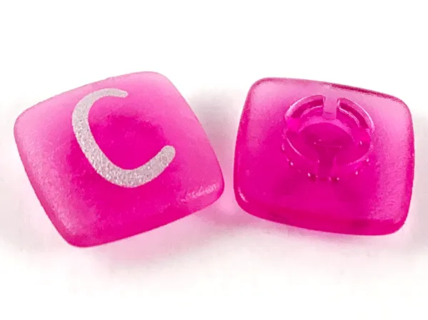 Clikits, Icon Square 2 x 2 Small with Pin, Frosted with Silver Capital Letter C Pattern