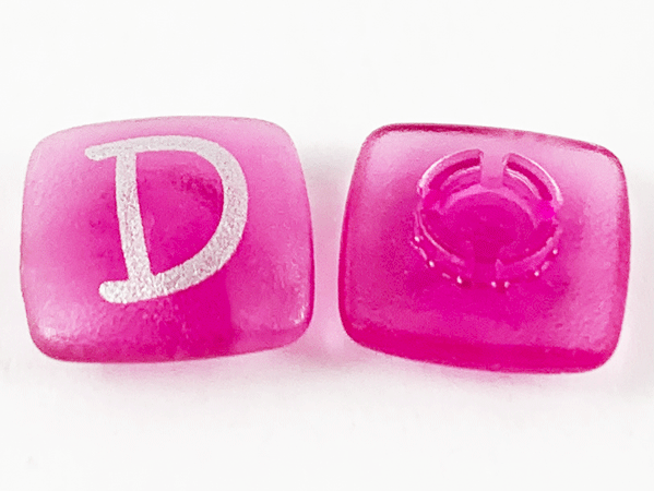 Clikits, Icon Square 2 x 2 Small with Pin, Frosted with Silver Capital Letter D Pattern