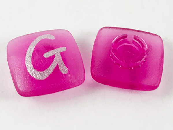 Clikits, Icon Square 2 x 2 Small with Pin, Frosted with Silver Capital Letter G Pattern