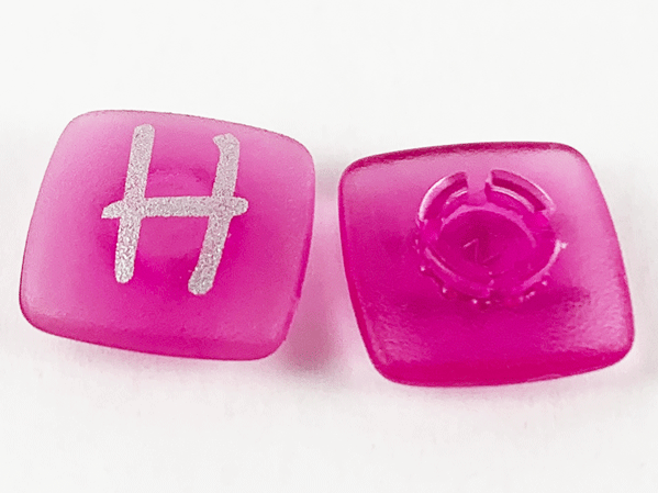 Clikits, Icon Square 2 x 2 Small with Pin, Frosted with Silver Capital Letter H Pattern