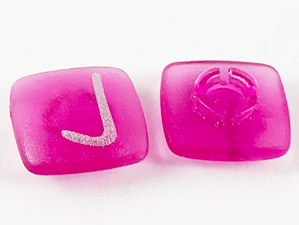 Clikits, Icon Square 2 x 2 Small with Pin, Frosted with Silver Capital Letter J Pattern