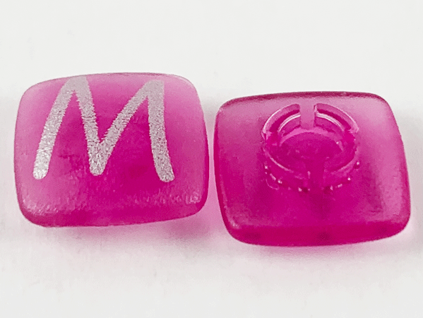 Clikits, Icon Square 2 x 2 Small with Pin, Frosted with Silver Capital Letter M Pattern