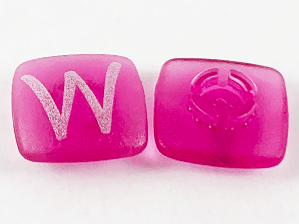 Clikits, Icon Square 2 x 2 Small with Pin, Frosted with Silver Capital Letter W Pattern