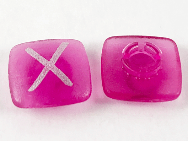 Clikits, Icon Square 2 x 2 Small with Pin, Frosted with Silver Capital Letter X Pattern