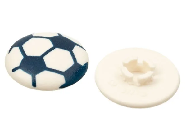 Clikits, Icon Round 2 x 2 Large with Pin with Dark Blue Soccer Ball Pattern