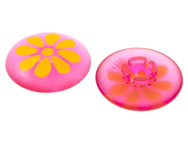 Clikits, Icon Round 2 x 2 Large with Pin with Yellow Flower with Sparkles Pattern