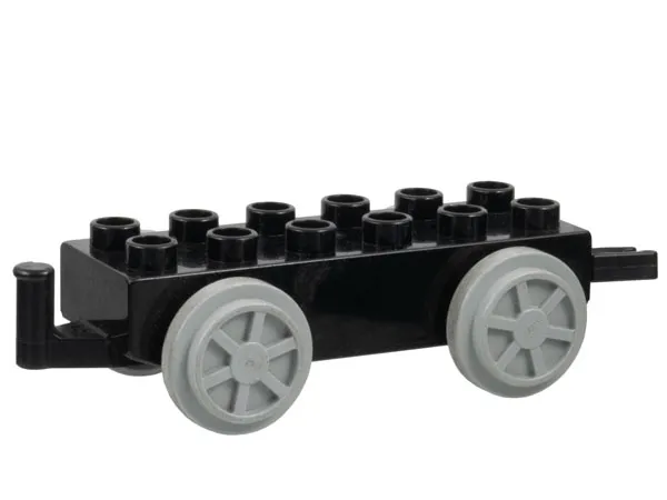 Duplo, Train Base 2 x 6 with Light Bluish Gray Train Wheels and Movable Hook