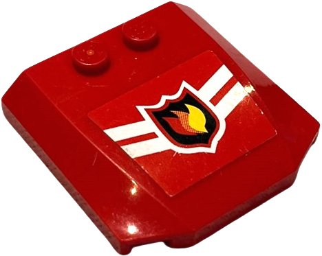 Wedge 4 x 4 x 2/3 Triple Curved with Fire Logo Badge and 2 White Chevrons Pattern (Sticker) - Sets 7208 / 7942 / 7945
