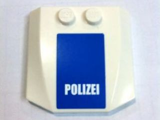 Wedge 4 x 4 x 2/3 Triple Curved with 'POLIZEI' White on Blue Pattern (Sticker) - Set 7741
