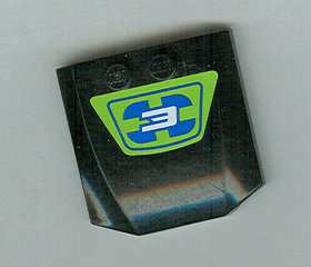 Wedge 4 x 4 x 2/3 Triple Curved with Number 3 on Blue and Lime Pattern (Sticker) - Set 8663
