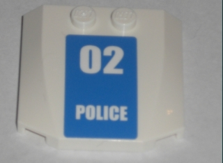 Wedge 4 x 4 x 2/3 Triple Curved with White '02 POLICE' on Blue Background Pattern (Sticker) - Set 7744