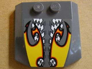 Wedge 4 x 4 x 2/3 Triple Curved with Yellow Flames over Checkered Pattern (Sticker) - Set  8134