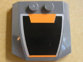 Wedge 4 x 4 x 2/3 Triple Curved with Silver Border and Black and Orange Pattern (Sticker) - Set  8154