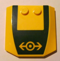 Wedge 4 x 4 x 2/3 Triple Curved with Train Logo Yellow on Dark Green Background Pattern (Sticker) - Set 10133