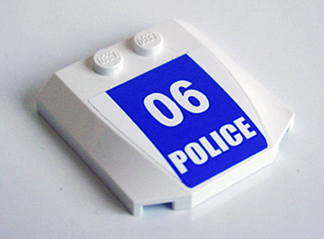 Wedge 4 x 4 x 2/3 Triple Curved with White '06 POLICE' on Blue Background Pattern (Sticker) - Set 3661