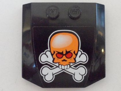 Wedge 4 x 4 x 2/3 Triple Curved with Orange Skull and White Crossbones Pattern (Sticker) - Set 8164