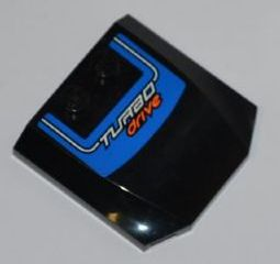 Wedge 4 x 4 x 2/3 Triple Curved with 'TURBO DRIVE' and White Lines on Blue Background Pattern (Sticker) - Set 8197
