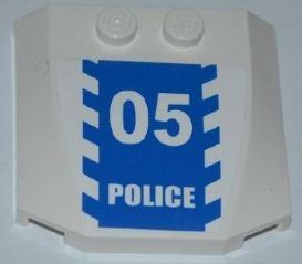 Wedge 4 x 4 x 2/3 Triple Curved with Blue and White Danger Stripes and White '05 POLICE' on Blue Background Pattern (Sticker) - Set 3648