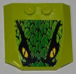 Wedge 4 x 4 x 2/3 Triple Curved with Scales and 2 Yellow Eyes  Pattern (Sticker) - Set 8231