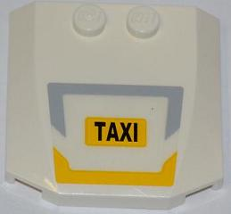 Wedge 4 x 4 x 2/3 Triple Curved with Gray and Yellow Border and Black 'TAXI' on Yellow Background Pattern (Sticker) - Set 7937