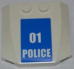 Wedge 4 x 4 x 2/3 Triple Curved with White '01 POLICE' Small Numbers on Blue Background Pattern (Sticker) - Set 7498