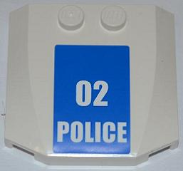 Wedge 4 x 4 x 2/3 Triple Curved with White '02 POLICE' Small Numbers on Blue Background Pattern (Sticker) - Set 7498